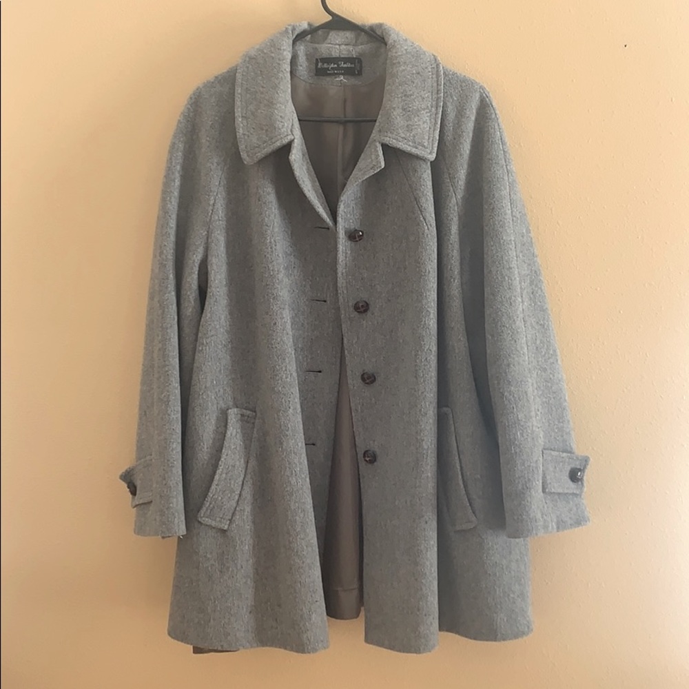 Vintage Gray A-Line Button Down Long Coat